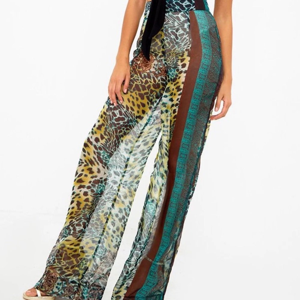 Wide Leg Animal Print Trousers
